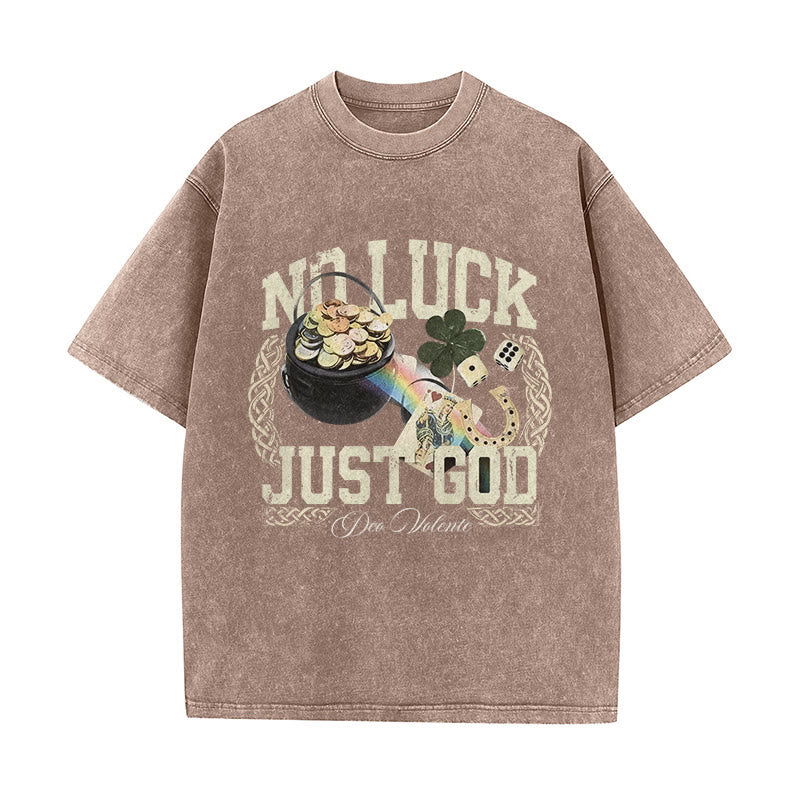 Christianartworkshop Camiseta unisex lavada con el lema "Sin suerte, solo Dios" para el Día de San Patricio. - Marrón - 5XL - image 6