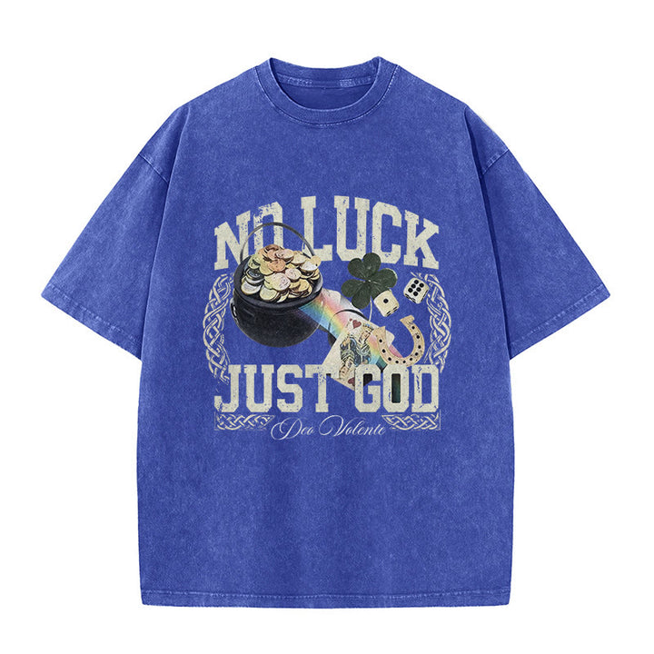 Christianartworkshop Camiseta unisex lavada con el lema "Sin suerte, solo Dios" para el Día de San Patricio. - Azul - 5XL - image 7