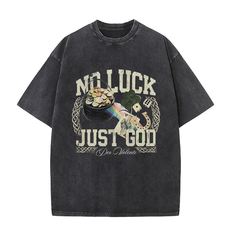 Christianartworkshop Camiseta unisex lavada con el lema "Sin suerte, solo Dios" para el Día de San Patricio. - Negro - 5XL - image 0
