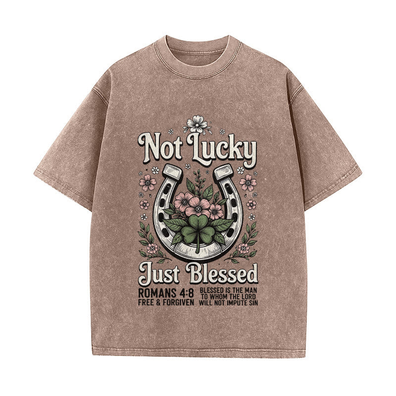 Christianartworkshop "No tengo suerte, solo tengo bendiciones" Romanos 4:8 Camiseta unisex lavada - Marrón - 5XL - image 9