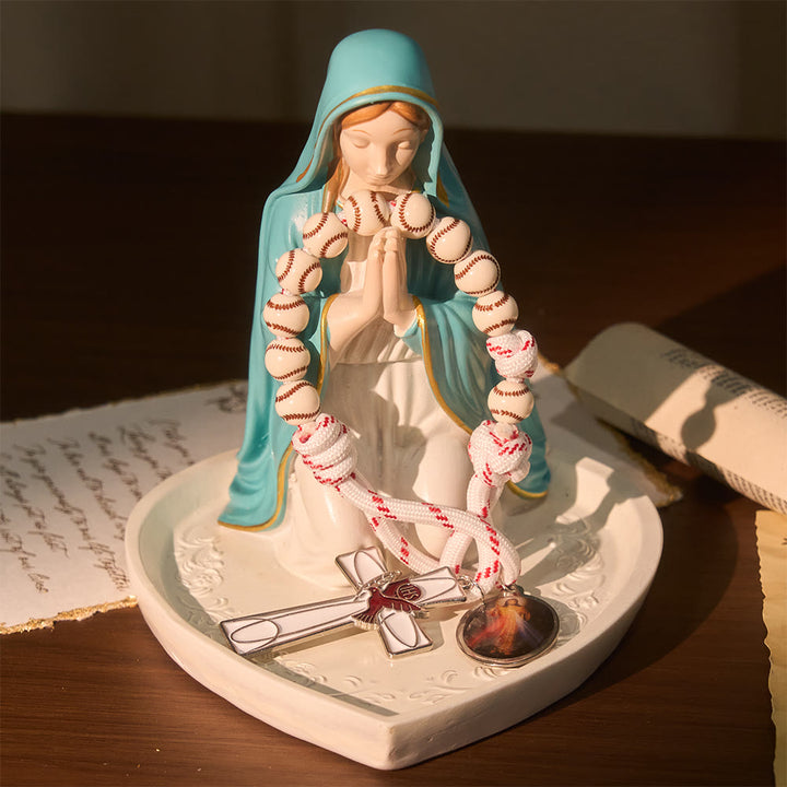 Christianartworkshop Rosario de bolsillo con cuentas de béisbol, crucifijo de paloma y medalla de la Divina Misericordia. - image 2