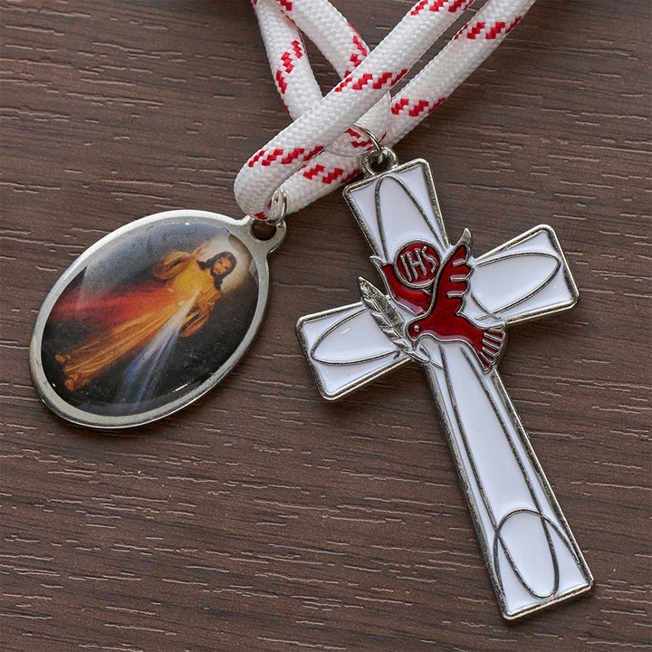Christianartworkshop Rosario de bolsillo con cuentas de béisbol, crucifijo de paloma y medalla de la Divina Misericordia. - image 7