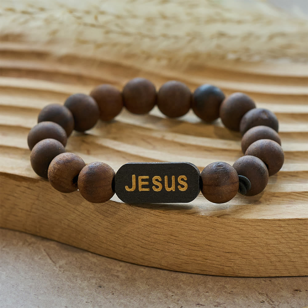 Christianartworkshop Pulsera de madera de Jesús, joyería de regalo - image 1
