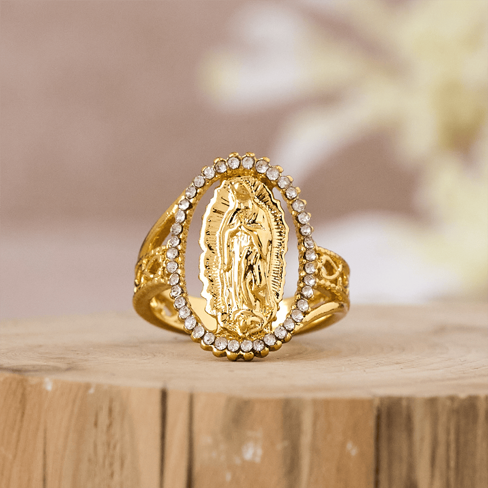 Christianartworkshop Anillo de oro de la Divina Gracia, creado por la Fe de Nuestra Señora de Guadalupe. - image 3