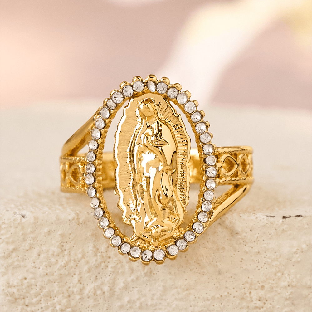 Christianartworkshop Anillo de oro de la Divina Gracia, creado por la Fe de Nuestra Señora de Guadalupe. - image 4
