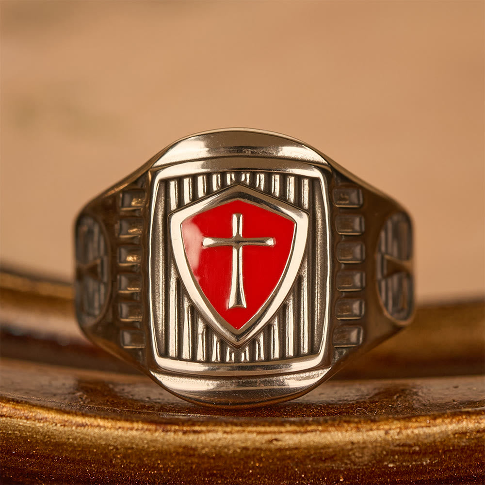 Christianartworkshop Anillo con cruz y escudo templario: un emblema sagrado de valor y fe. - US 15 - image 0