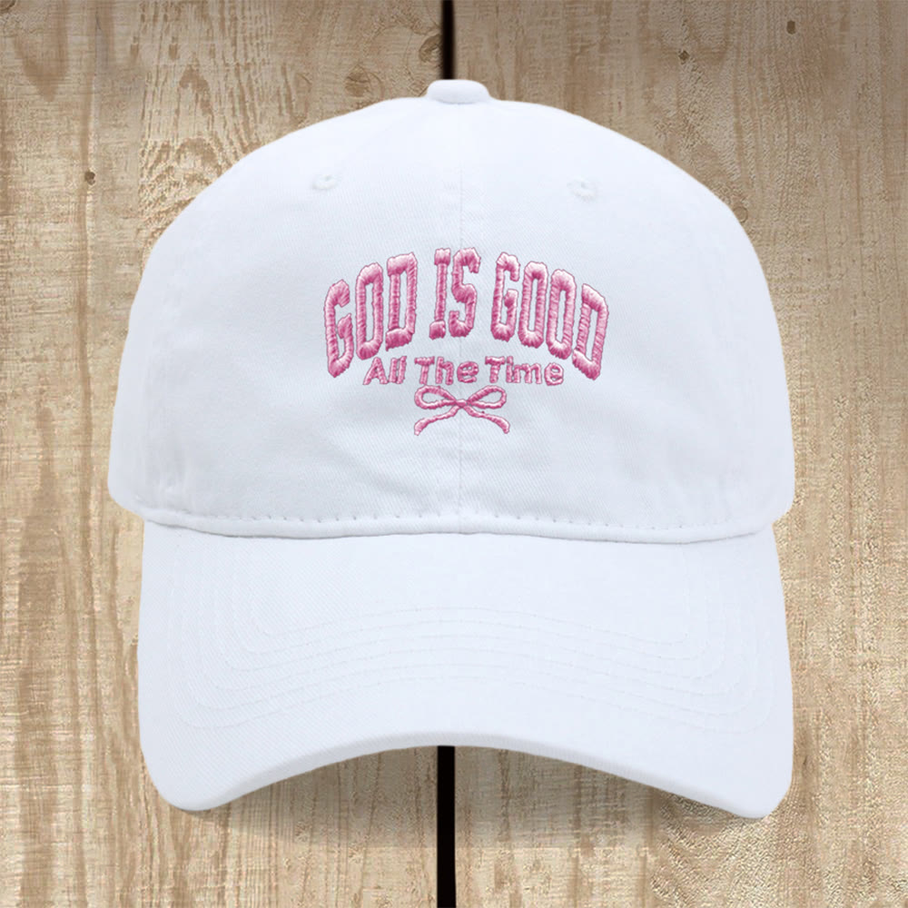 Christianartworkshop Gorra de béisbol de algodón lavado con el lema "Dios es bueno todo el tiempo": Lleva contigo la verdad de su bondad. - Blanco - image 3