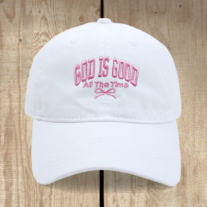 Christianartworkshop Gorra de béisbol de algodón lavado con el lema "Dios es bueno todo el tiempo": Lleva contigo la verdad de su bondad. - Blanco - image 3