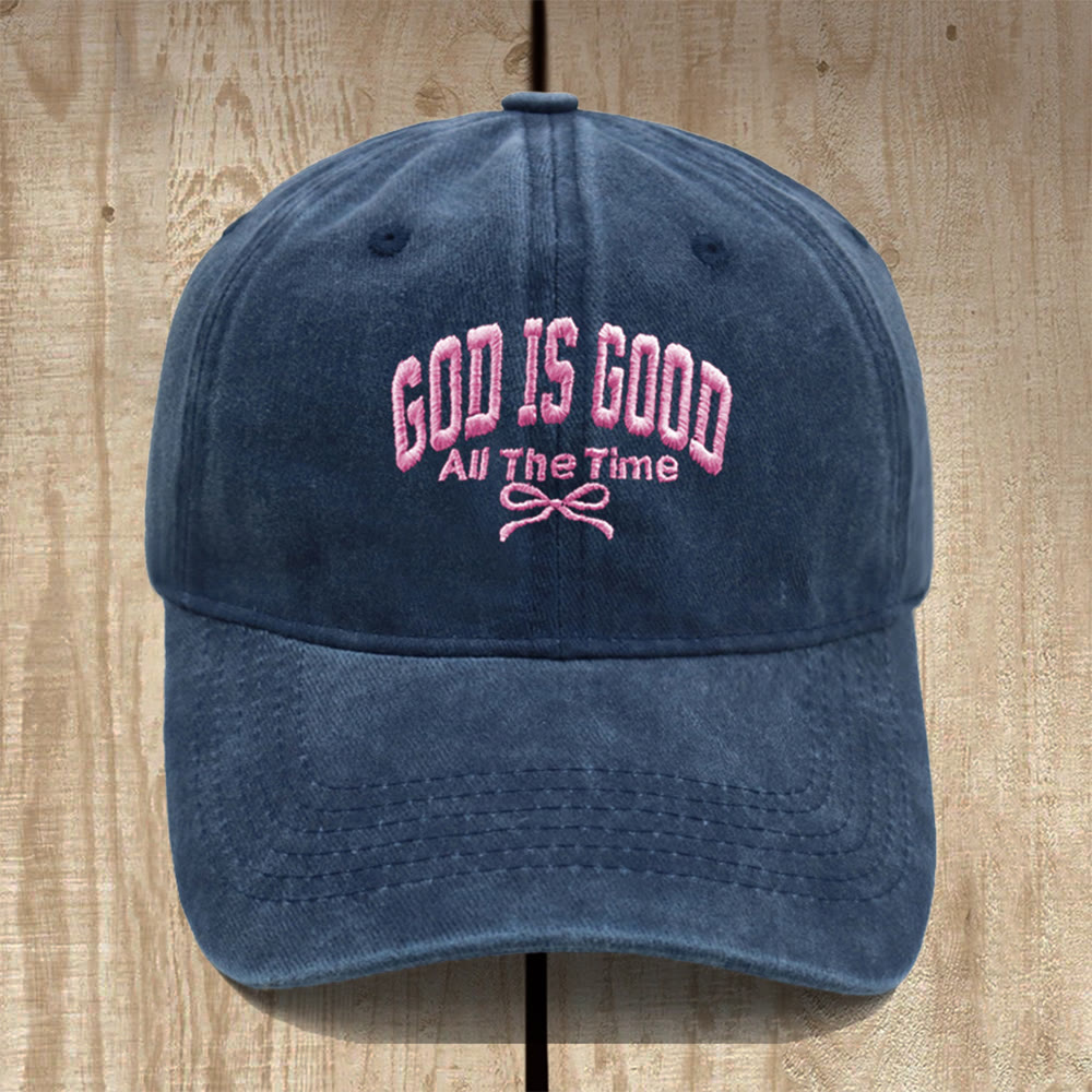 Christianartworkshop Gorra de béisbol de algodón lavado con el lema "Dios es bueno todo el tiempo": Lleva contigo la verdad de su bondad. - Azul marino - image 15