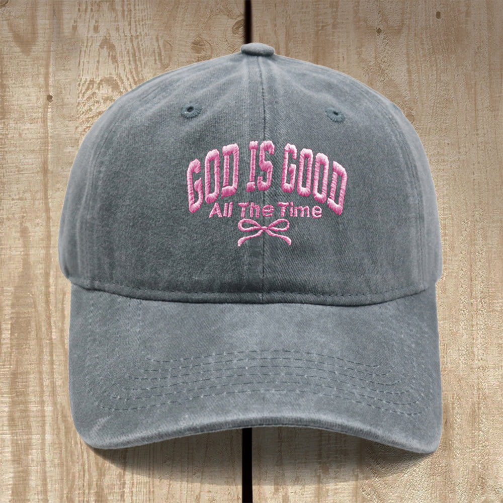 Christianartworkshop Gorra de béisbol de algodón lavado con el lema "Dios es bueno todo el tiempo": Lleva contigo la verdad de su bondad. - Gris - image 4