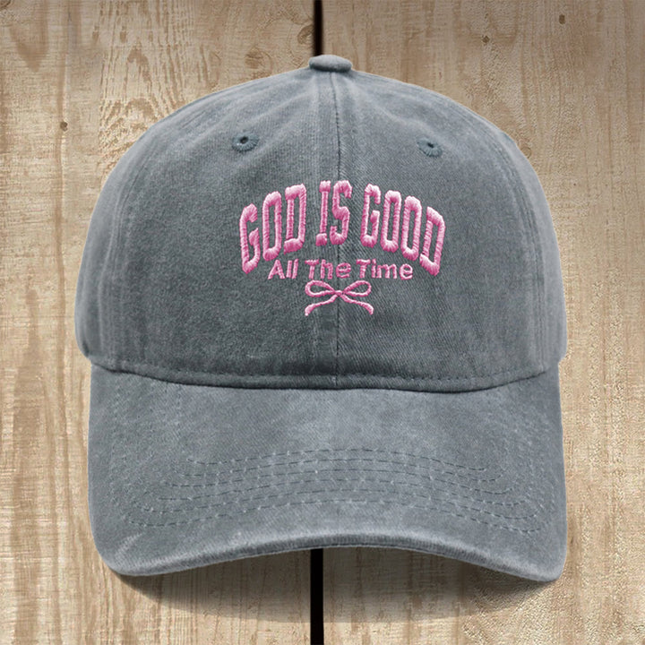 Christianartworkshop Gorra de béisbol de algodón lavado con el lema "Dios es bueno todo el tiempo": Lleva contigo la verdad de su bondad. - Gris - image 4