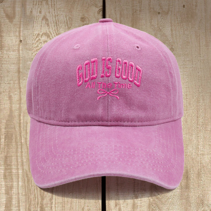 Christianartworkshop Gorra de béisbol de algodón lavado con el lema "Dios es bueno todo el tiempo": Lleva contigo la verdad de su bondad. - Rosa - image 6