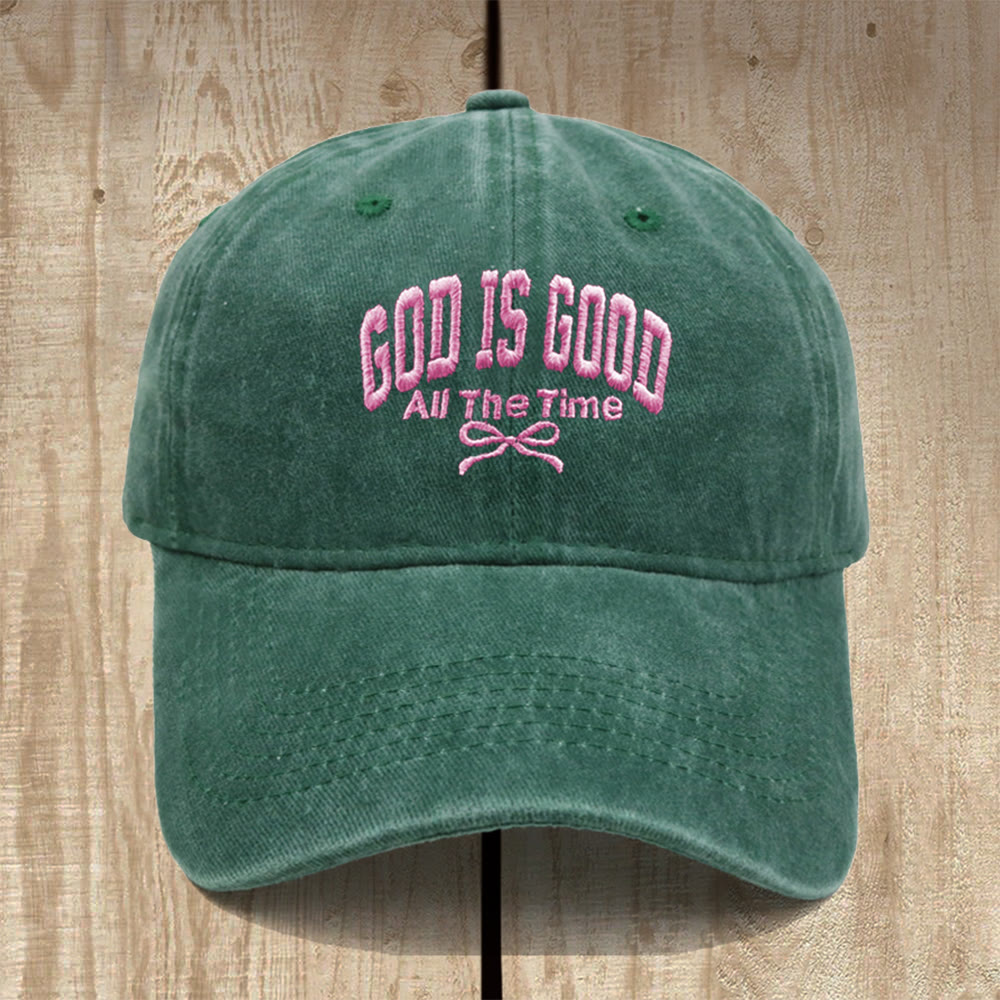 Christianartworkshop Gorra de béisbol de algodón lavado con el lema "Dios es bueno todo el tiempo": Lleva contigo la verdad de su bondad. - Verde oscuro - image 17