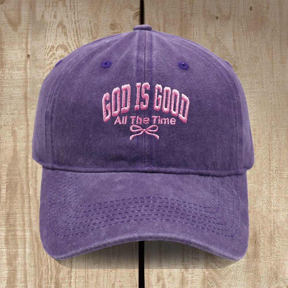 Christianartworkshop Gorra de béisbol de algodón lavado con el lema "Dios es bueno todo el tiempo": Lleva contigo la verdad de su bondad. - Púrpura - image 16