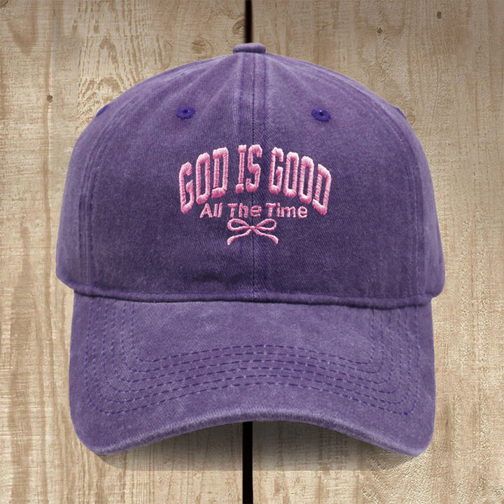 Christianartworkshop Gorra de béisbol de algodón lavado con el lema "Dios es bueno todo el tiempo": Lleva contigo la verdad de su bondad. - Púrpura - image 16