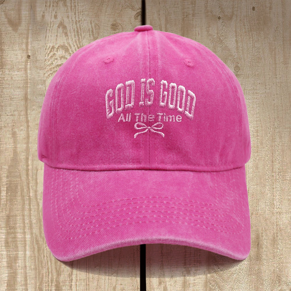Christianartworkshop Gorra de béisbol de algodón lavado con el lema "Dios es bueno todo el tiempo": Lleva contigo la verdad de su bondad. - Fucsia - image 7