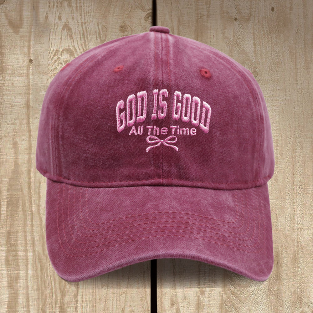 Christianartworkshop Gorra de béisbol de algodón lavado con el lema "Dios es bueno todo el tiempo": Lleva contigo la verdad de su bondad. - Vino - image 8