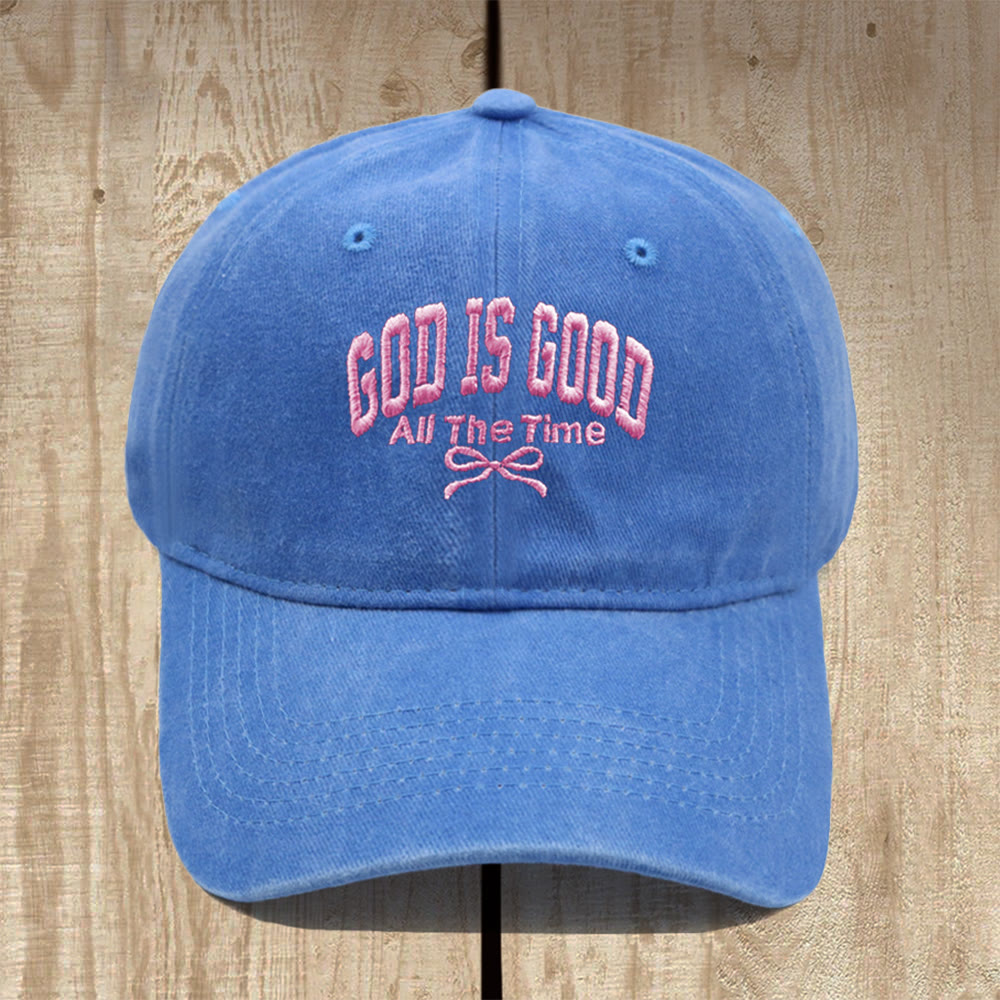 Christianartworkshop Gorra de béisbol de algodón lavado con el lema "Dios es bueno todo el tiempo": Lleva contigo la verdad de su bondad. - Azul cielo - image 13