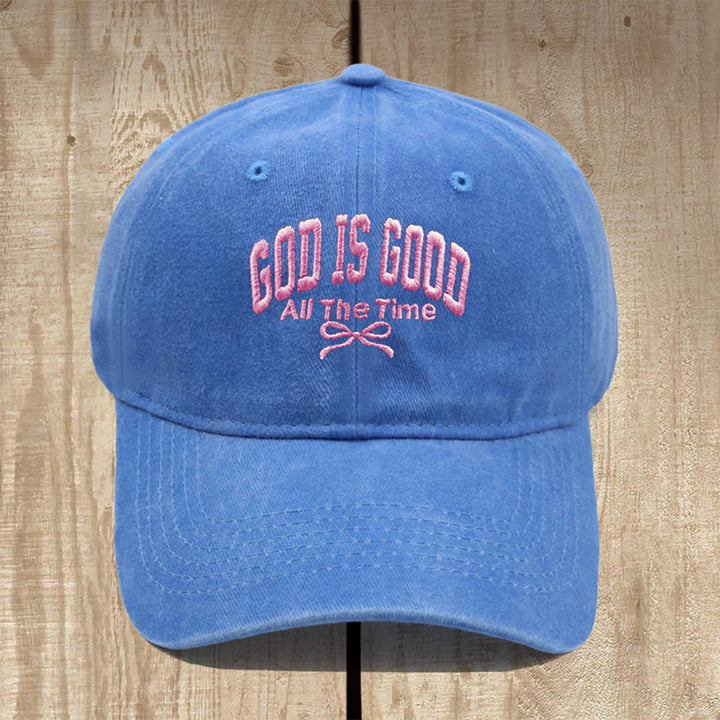 Christianartworkshop Gorra de béisbol de algodón lavado con el lema "Dios es bueno todo el tiempo": Lleva contigo la verdad de su bondad. - Azul cielo - image 13