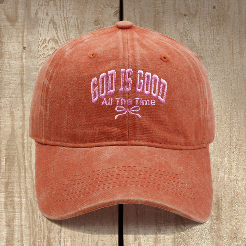 Christianartworkshop Gorra de béisbol de algodón lavado con el lema "Dios es bueno todo el tiempo": Lleva contigo la verdad de su bondad. - Naranja - image 11