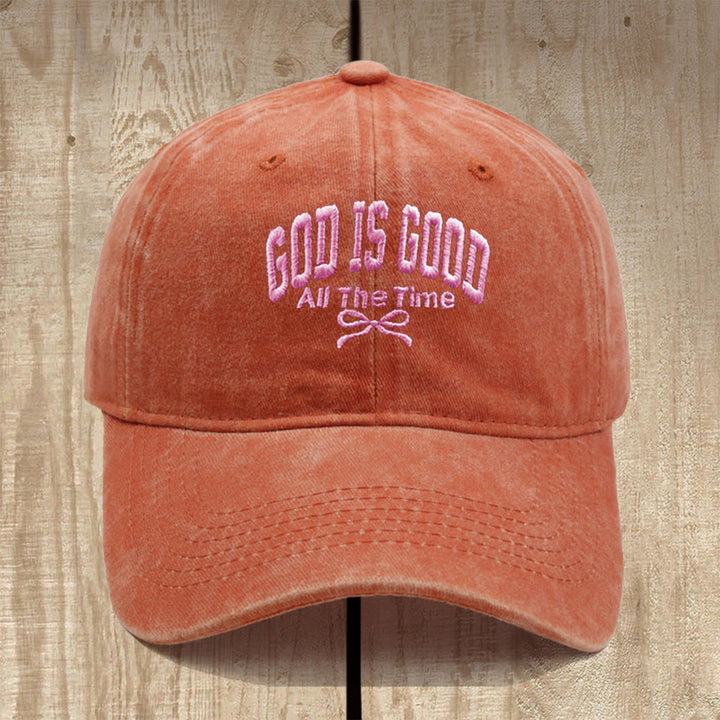 Christianartworkshop Gorra de béisbol de algodón lavado con el lema "Dios es bueno todo el tiempo": Lleva contigo la verdad de su bondad. - Naranja - image 11