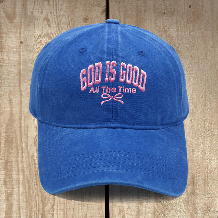 Christianartworkshop Gorra de béisbol de algodón lavado con el lema "Dios es bueno todo el tiempo": Lleva contigo la verdad de su bondad. - Azul real - image 14