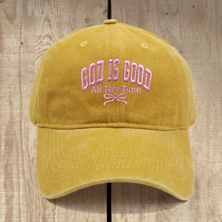 Christianartworkshop Gorra de béisbol de algodón lavado con el lema "Dios es bueno todo el tiempo": Lleva contigo la verdad de su bondad. - Amarillo - image 10