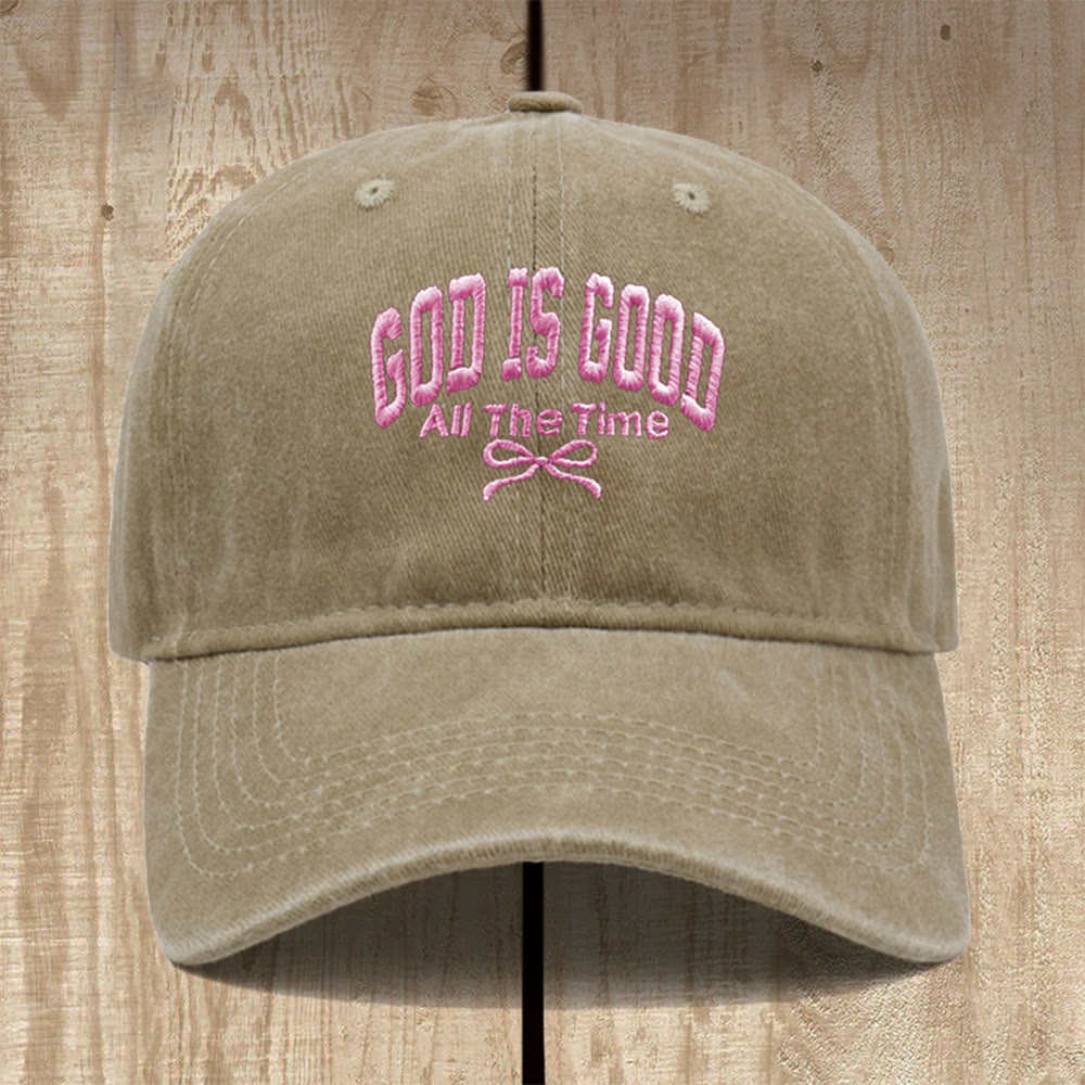 Christianartworkshop Gorra de béisbol de algodón lavado con el lema "Dios es bueno todo el tiempo": Lleva contigo la verdad de su bondad. - Caqui - image 5