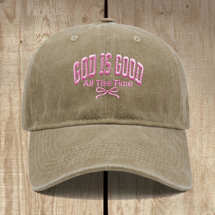 Christianartworkshop Gorra de béisbol de algodón lavado con el lema "Dios es bueno todo el tiempo": Lleva contigo la verdad de su bondad. - Caqui - image 5