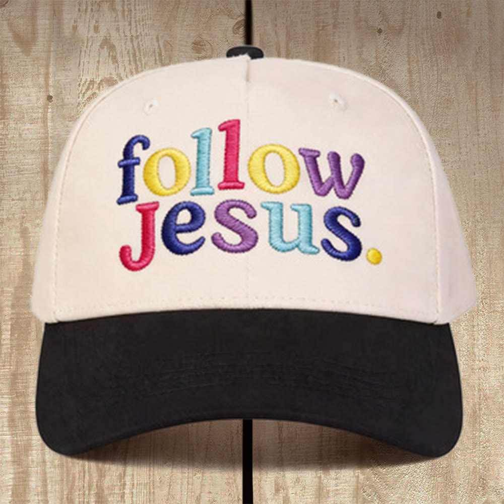 Christianartworkshop Gorra de béisbol estructurada multicolor "Sigue a Jesús": Lleva el llamado del Evangelio. - Negro - image 1