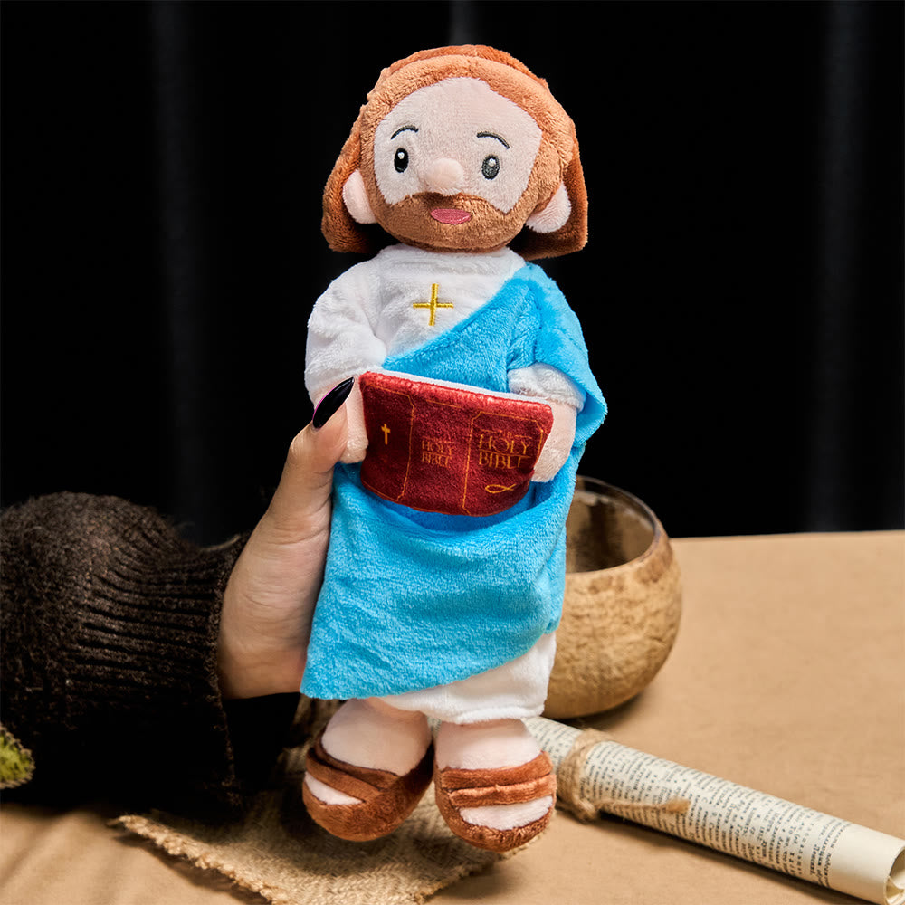 Christianartworkshop Muñeco de peluche de Jesús con Biblia: Encarna la sabiduría divina y el tierno consuelo. - image 1