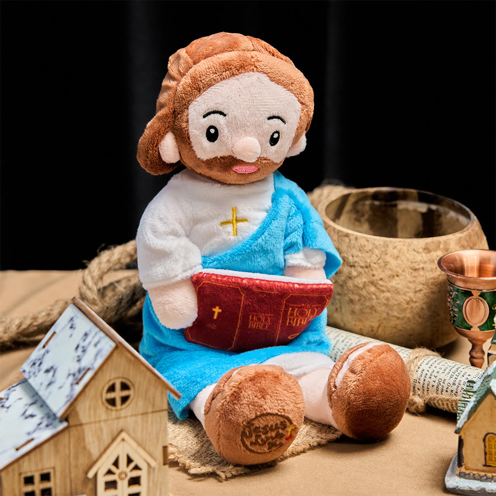 Christianartworkshop Muñeco de peluche de Jesús con Biblia: Encarna la sabiduría divina y el tierno consuelo. - Jesús - image 0