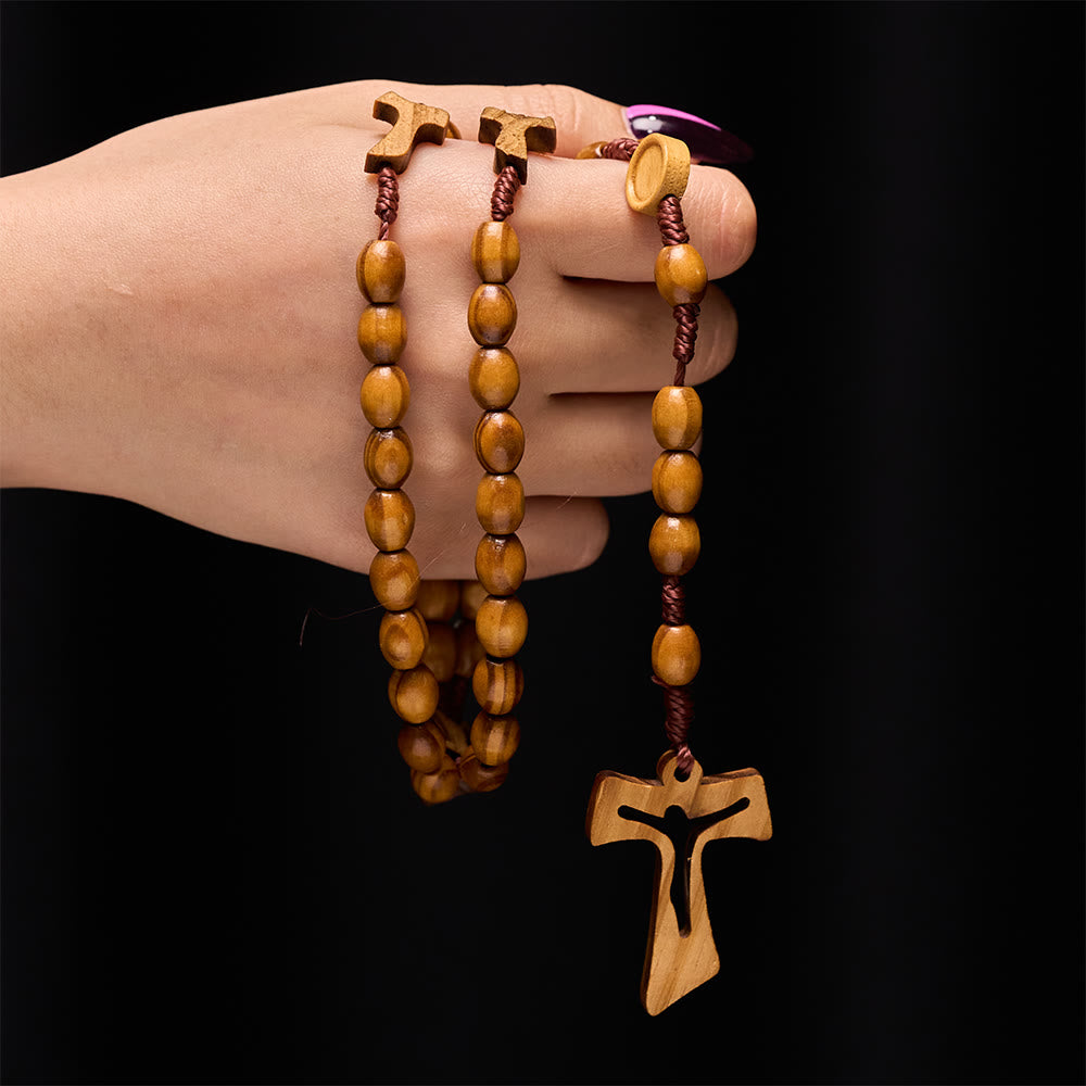 Christianartworkshop Rosario de madera artesanal con cruz tallada: encarna la devoción y la oración eterna. - image 1