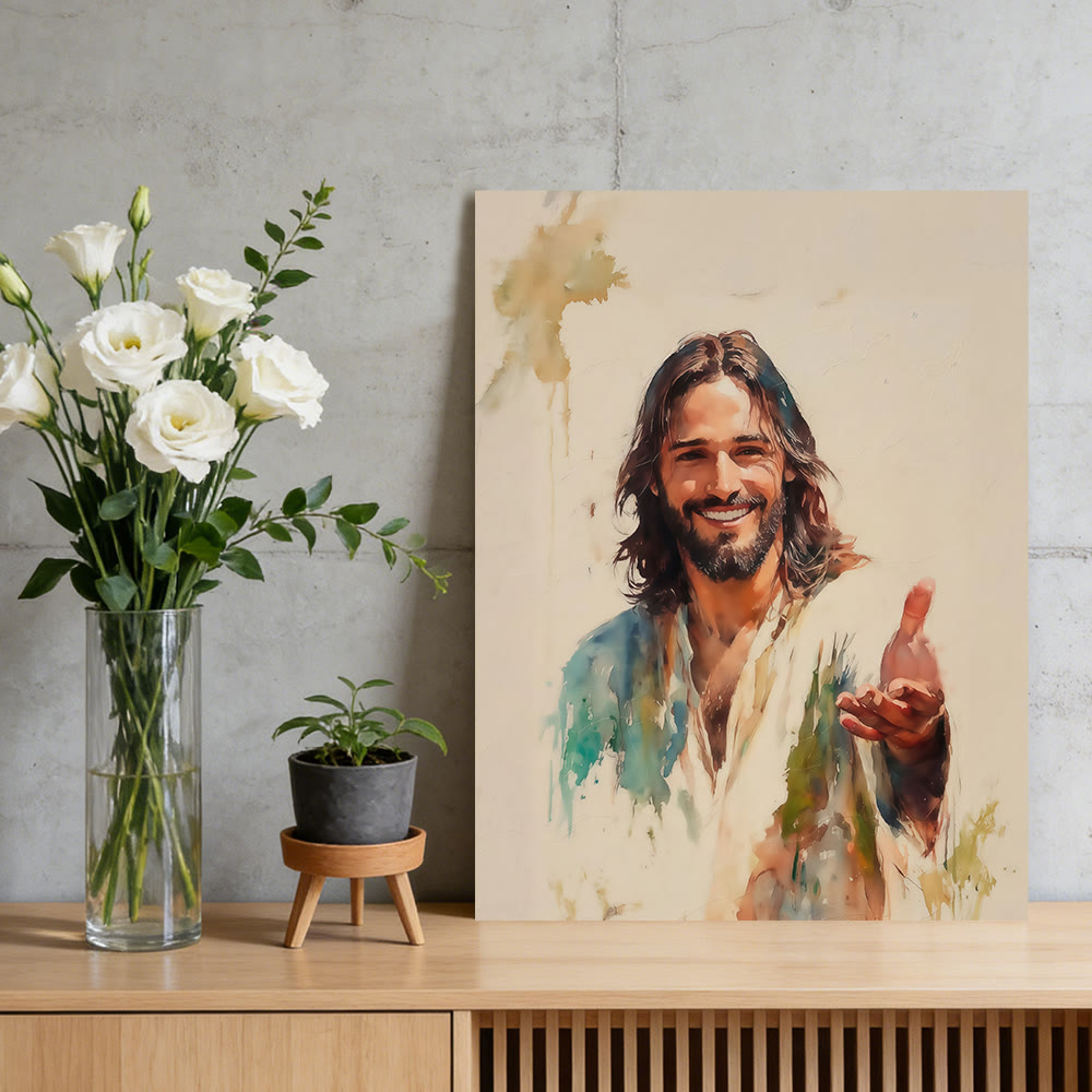 Christianartworkshop Láminas decorativas de la mano extendida de Jesús: un símbolo de su gracia acogedora. - Cuadro en lienzo enmarcado - 13,77"*19,58"*0,7"/35*50*1,8 cm - image 0