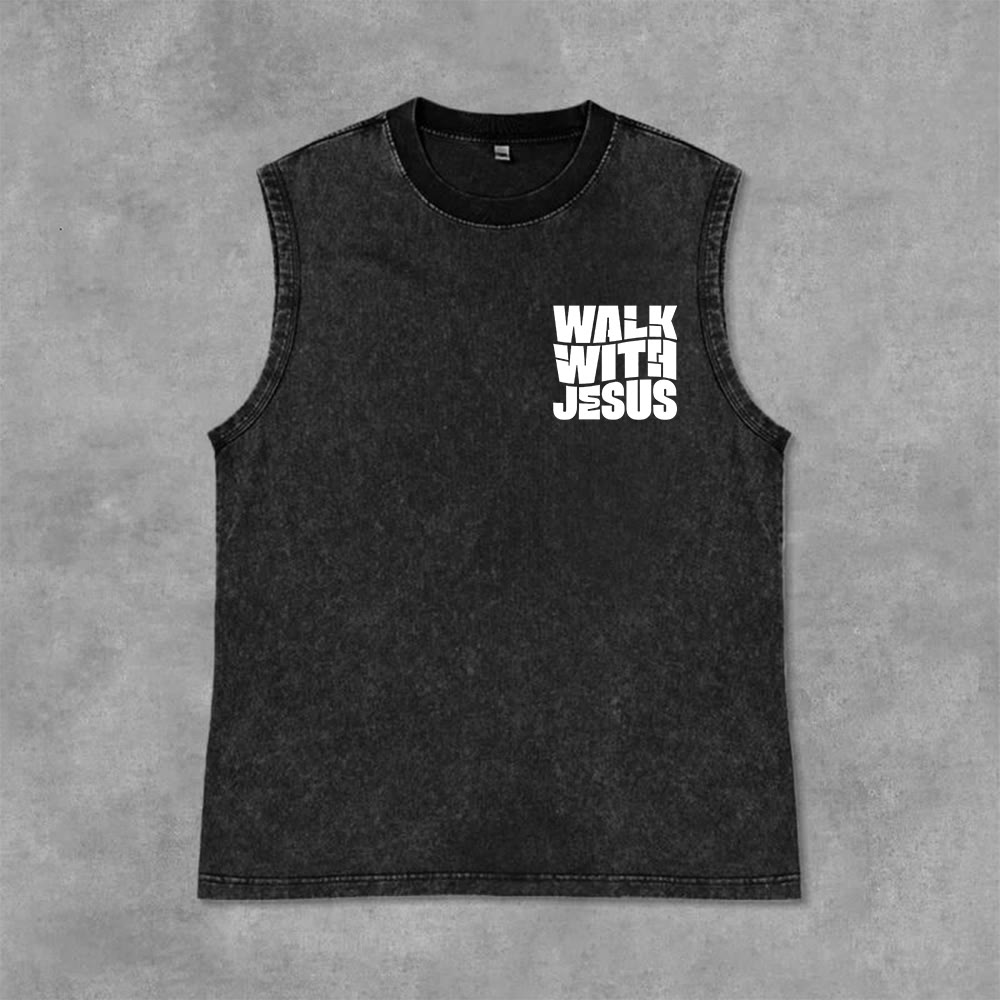 Christianartworkshop Camiseta unisex sin mangas lavada con la frase "Habla con Jesús" en letra mayúscula: un símbolo de devoción diaria. - image 29
