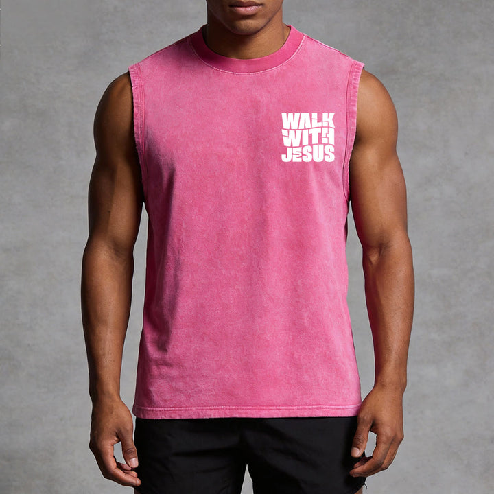 Christianartworkshop Camiseta unisex sin mangas lavada con la frase "Habla con Jesús" en letra mayúscula: un símbolo de devoción diaria. - image 10