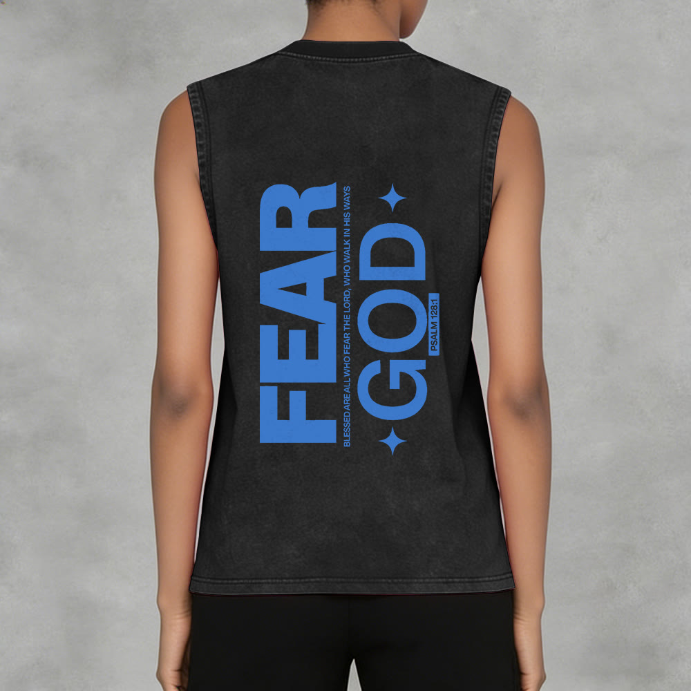 Christianartworkshop Camiseta sin mangas unisex lavada con el texto "Temed a Dios" (Salmo 128:1) - image 14