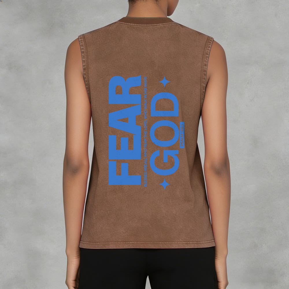 Christianartworkshop Camiseta sin mangas unisex lavada con el texto "Temed a Dios" (Salmo 128:1) - image 11