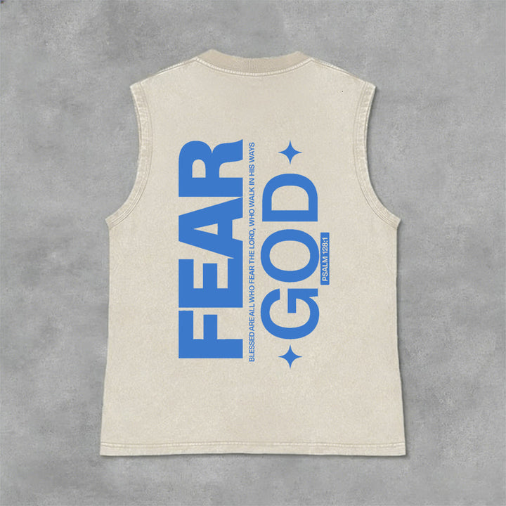 Christianartworkshop Camiseta sin mangas unisex lavada con el texto "Temed a Dios" (Salmo 128:1) - Beige - 2XL - image 0