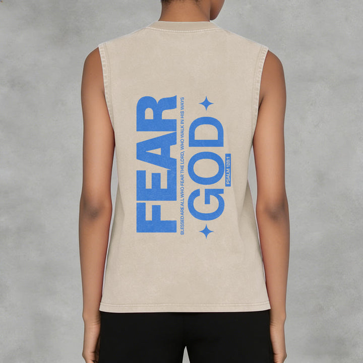 Christianartworkshop Camiseta sin mangas unisex lavada con el texto "Temed a Dios" (Salmo 128:1) - image 2