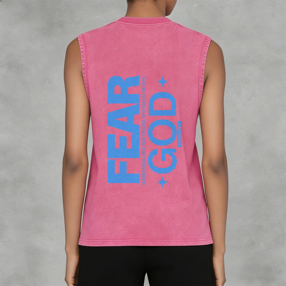 Christianartworkshop Camiseta sin mangas unisex lavada con el texto "Temed a Dios" (Salmo 128:1) - image 5