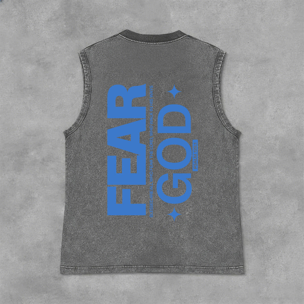 Christianartworkshop Camiseta sin mangas unisex lavada con el texto "Temed a Dios" (Salmo 128:1) - Gris - 2XL - image 6