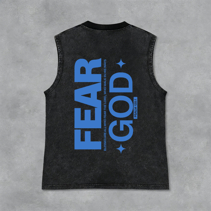 Christianartworkshop Camiseta sin mangas unisex lavada con el texto "Temed a Dios" (Salmo 128:1) - Negro - 2XL - image 12