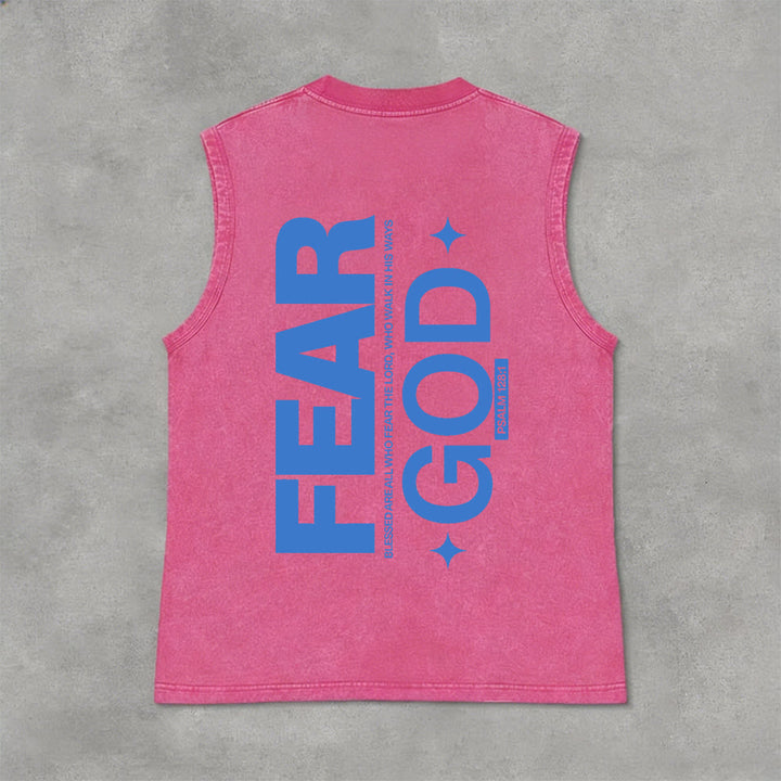 Christianartworkshop Camiseta sin mangas unisex lavada con el texto "Temed a Dios" (Salmo 128:1) - Rosa - 2XL - image 3