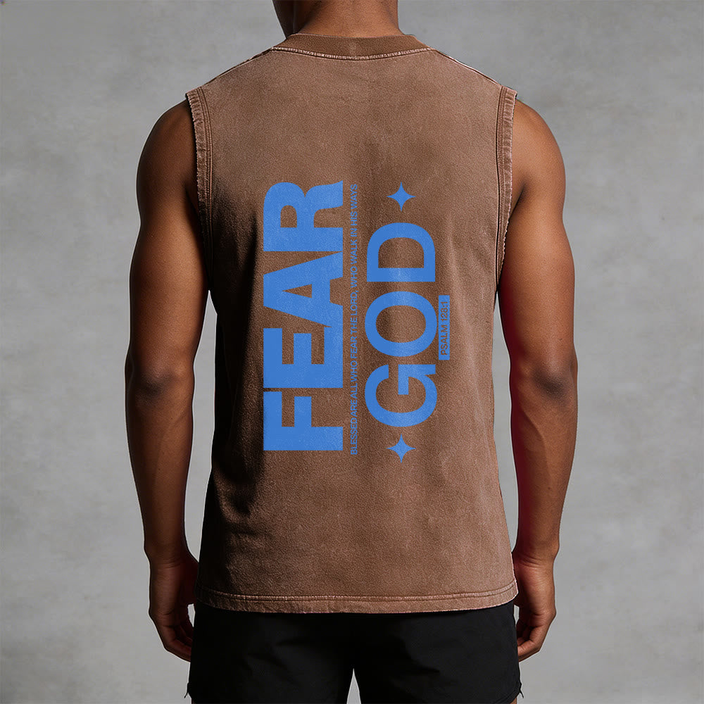 Christianartworkshop Camiseta sin mangas unisex lavada con el texto "Temed a Dios" (Salmo 128:1) - image 10