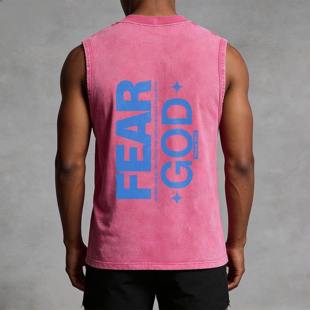Christianartworkshop Camiseta sin mangas unisex lavada con el texto "Temed a Dios" (Salmo 128:1) - image 4