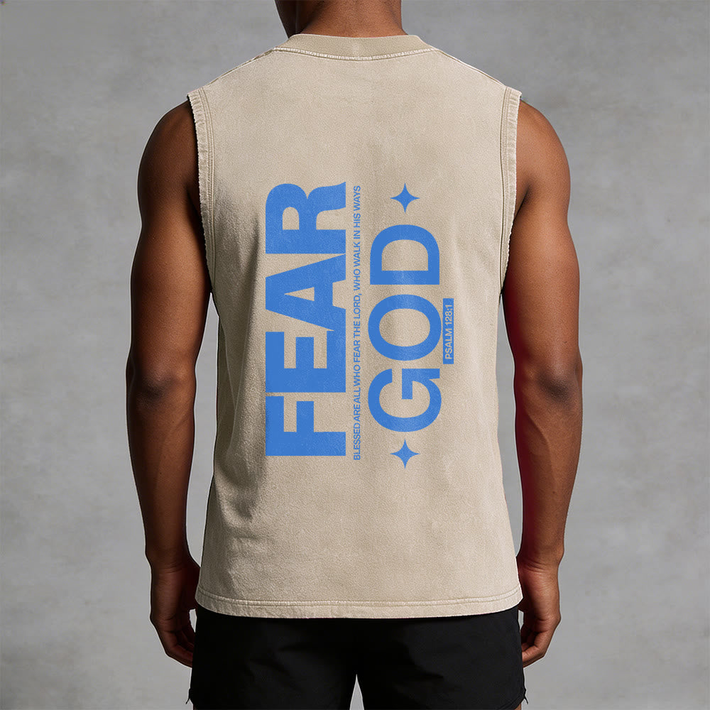 Christianartworkshop Camiseta sin mangas unisex lavada con el texto "Temed a Dios" (Salmo 128:1) - image 1