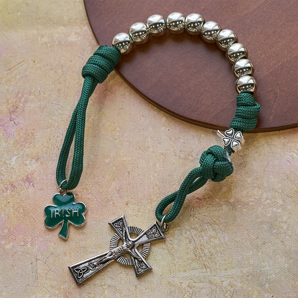 Christianartworkshop Rosario de bolsillo irlandés de paracord con crucifijo celta - Rosario de paracord con bendición irlandesa - image 0