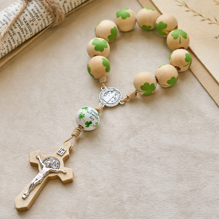 Christianartworkshop Rosario de bolsillo de madera con bendición irlandesa, ideal como regalo para el Día de San Patricio. - image 4