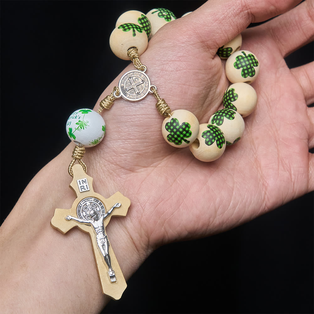 Christianartworkshop Rosario de bolsillo de madera con bendición irlandesa, ideal como regalo para el Día de San Patricio. - image 10
